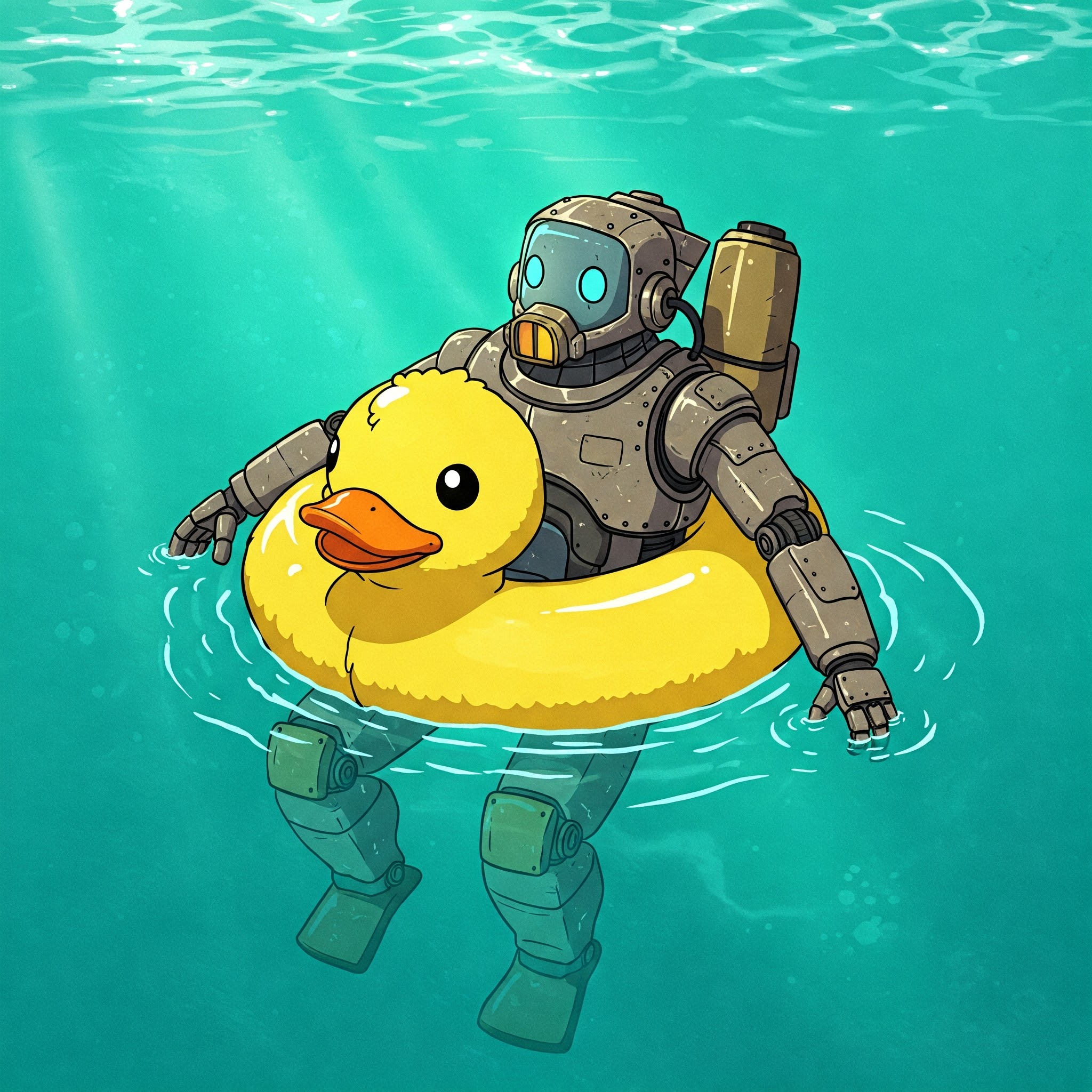Robot with duck float